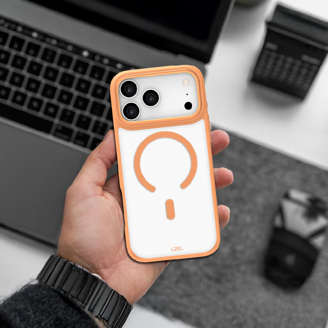 LZEL MagRevo Shield Case for iPhone 17 Pro Max | Papaya Orange