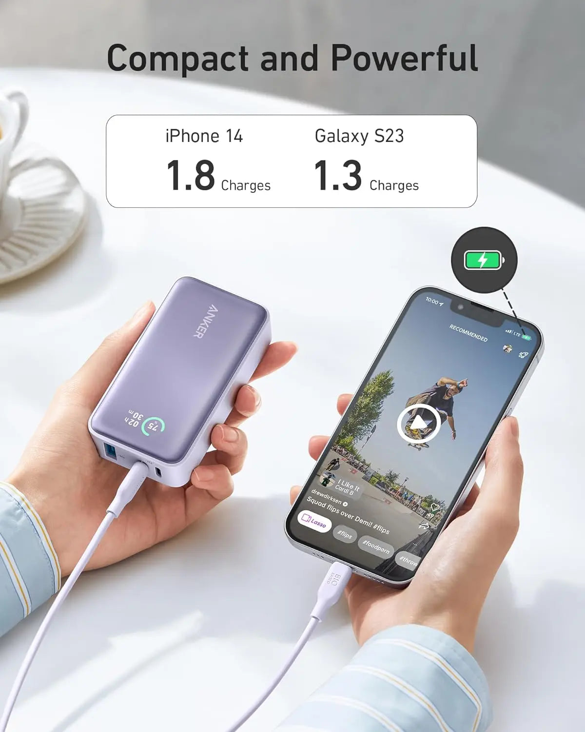 شاحن متنقل 533 Power Core بقوة 30 واط 10000 مللي أمبير | بنفسجي