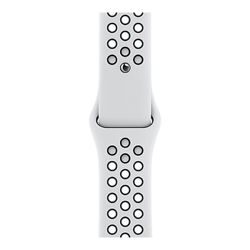 ساعة آبل واتش نايكي سيريس 6 - GPS - مقاس 40 ملم - بهيكل من الألومنيوم الفضي مع سوار نايكي الرياضي بلون Pure Platinum/أسود - مقاس عادي (Regular)