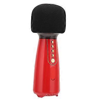 Wireless Bluetooth-compatible Microphone Karaoke Machine Professional Handheld Mic Speaker | Red