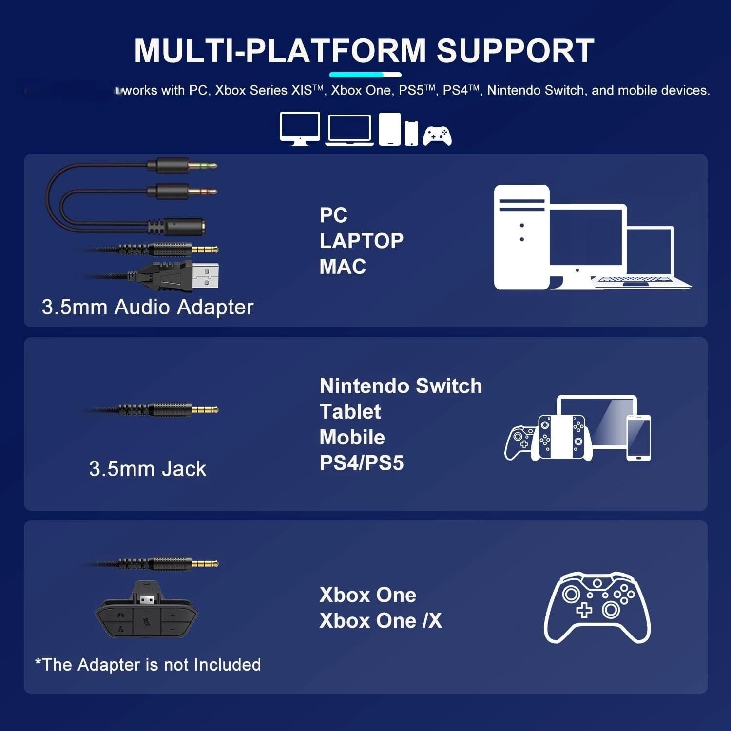 Colusi Multi-Platform Gaming Headset – 3.5mm + USB For PC, PS4/PS5, Xbox, Switch | Black