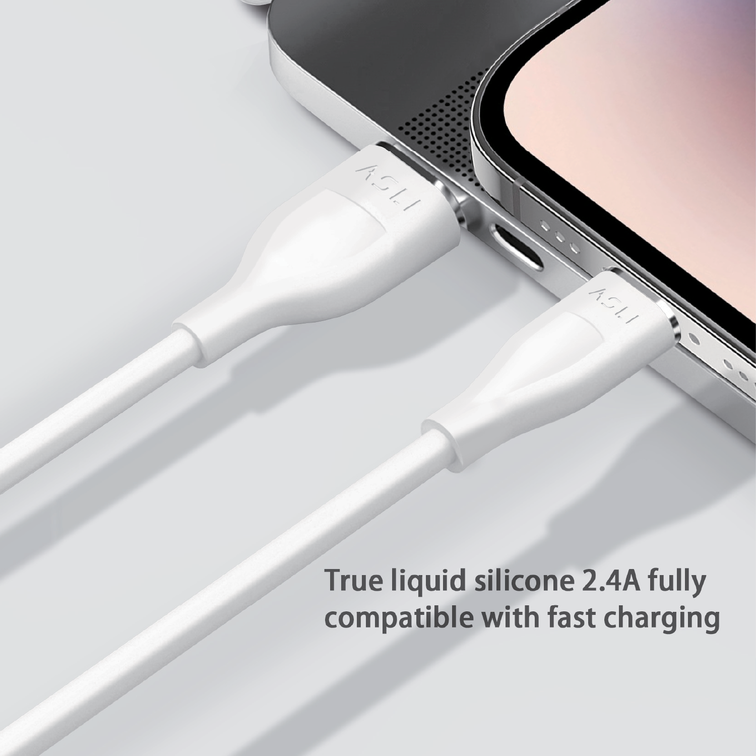 كيبل Power Wire Lux من أسلي جلوبال سيليكون USB-A إلى Lightning أثنين متر | أبيض