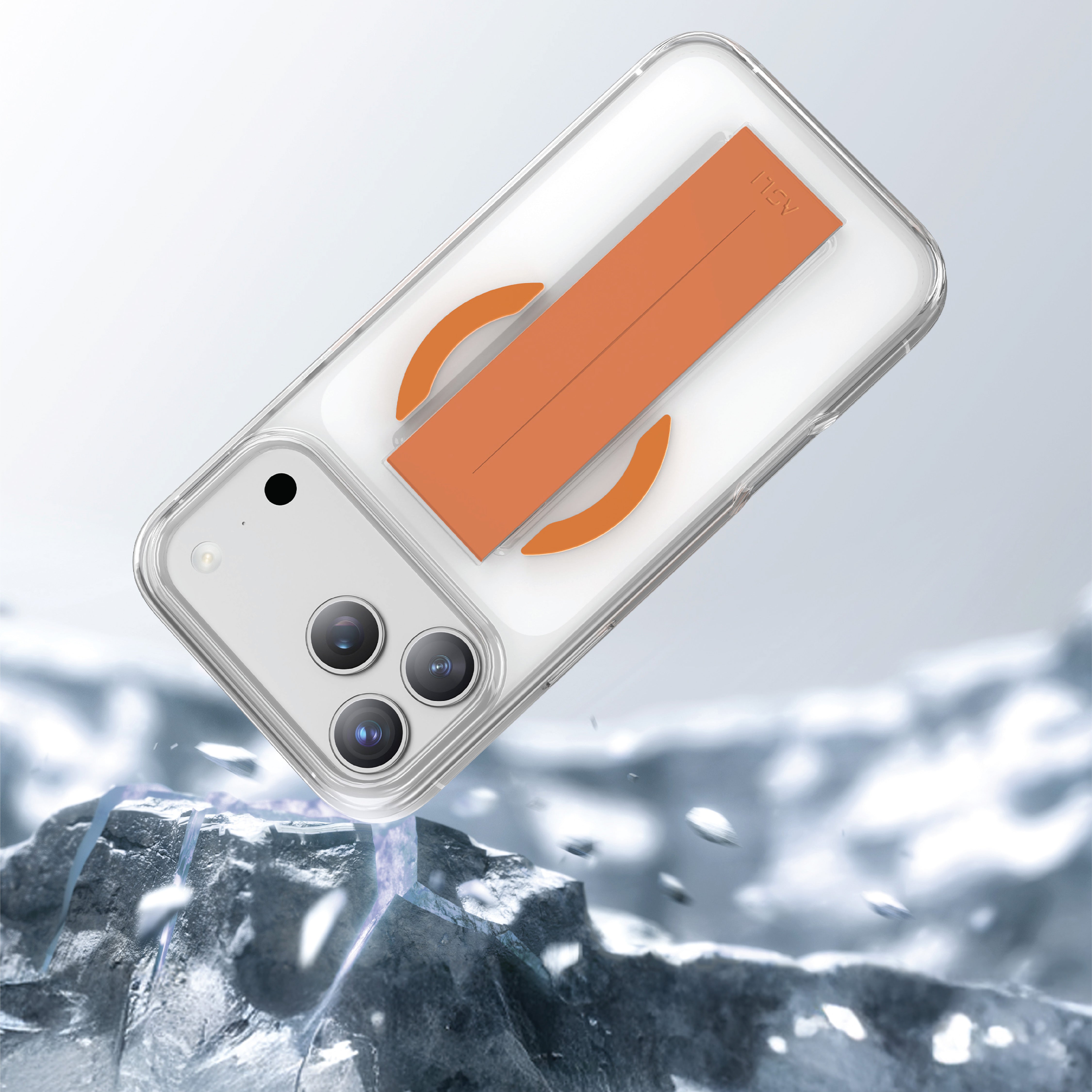 Asli Global MagTrox Siliox Grip Transparent MagSafe Case for iPhone 17 Pro Max | Orange Titanium