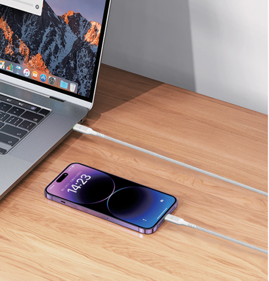 كيبل Power Wire Max من أسلي جلوبال USB-C إلى Lightning واحد متر | أبيض