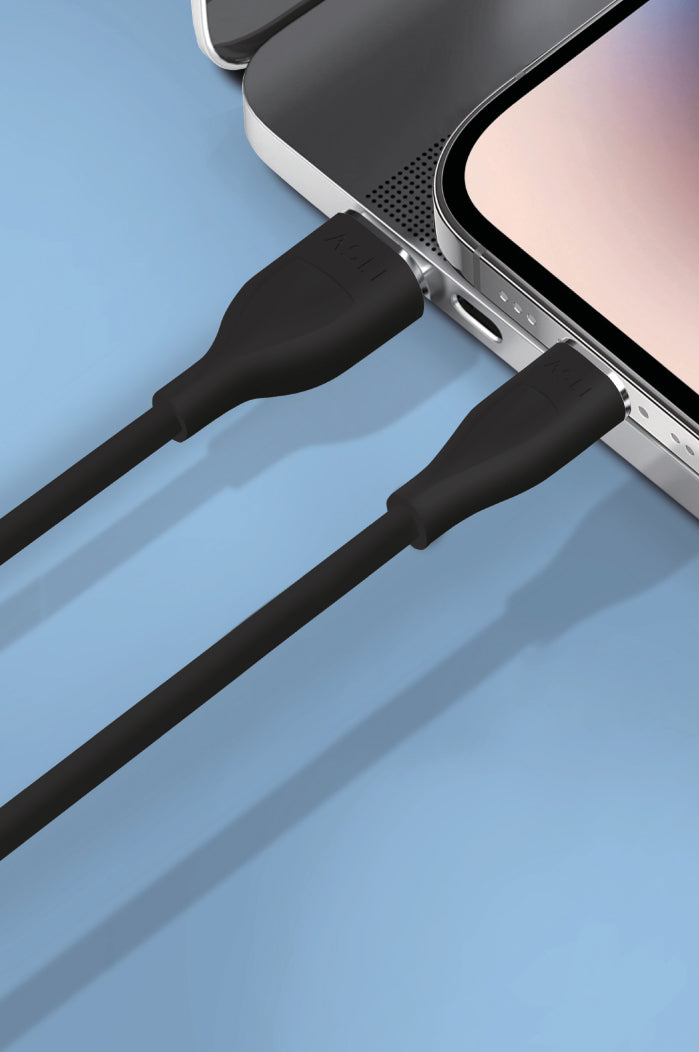 كيبل Power Wire Lux من أسلي جلوبال سيليكون USB-A إلى Lightning أثنين متر | أسود