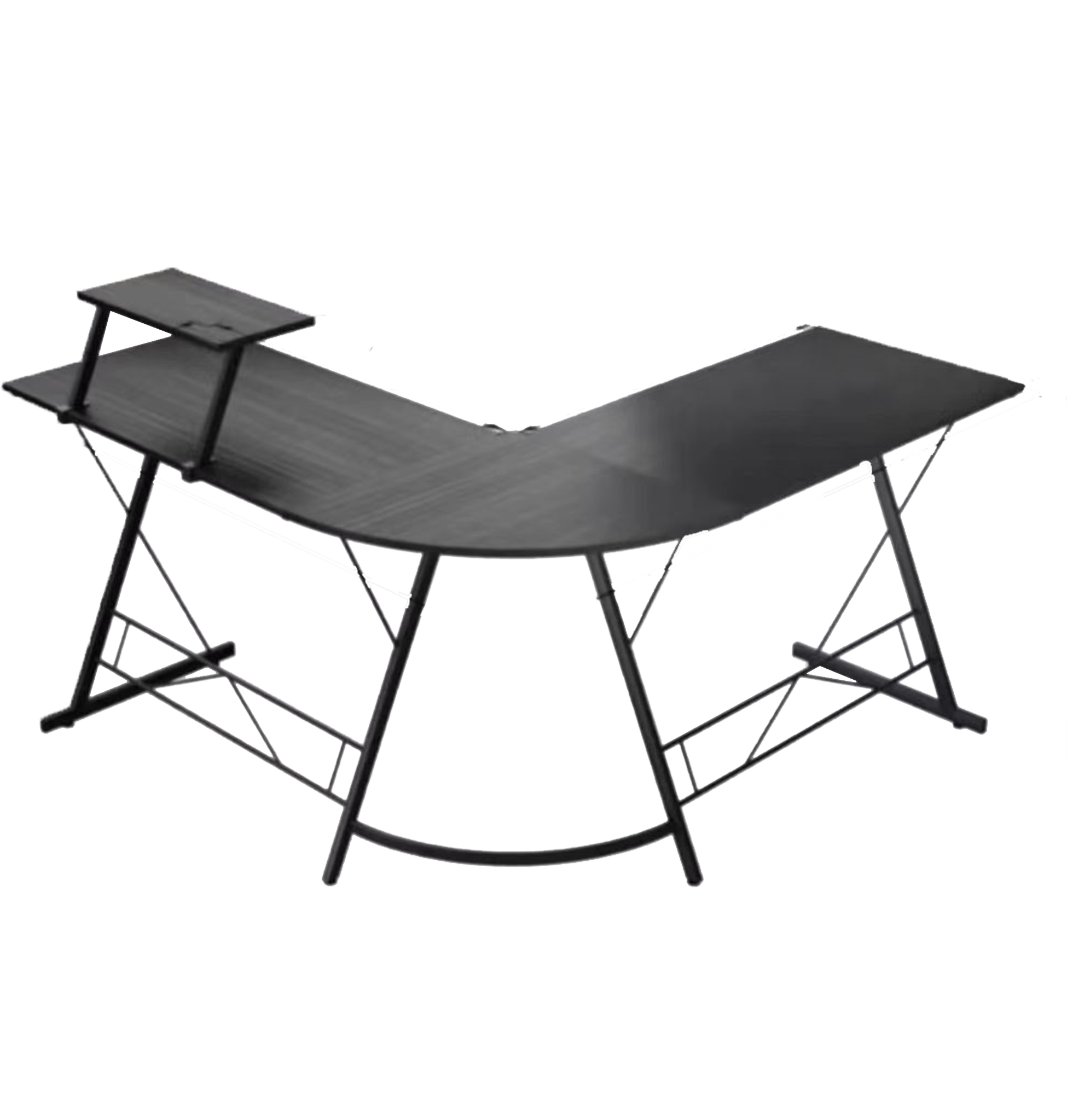 GAMEON L-Shaped Slayer I Series Gaming Desk (Size: 129*129*74cm & Table top 80*46cm) With Headset Hook, Cup Holder & Accessories Stand | Black