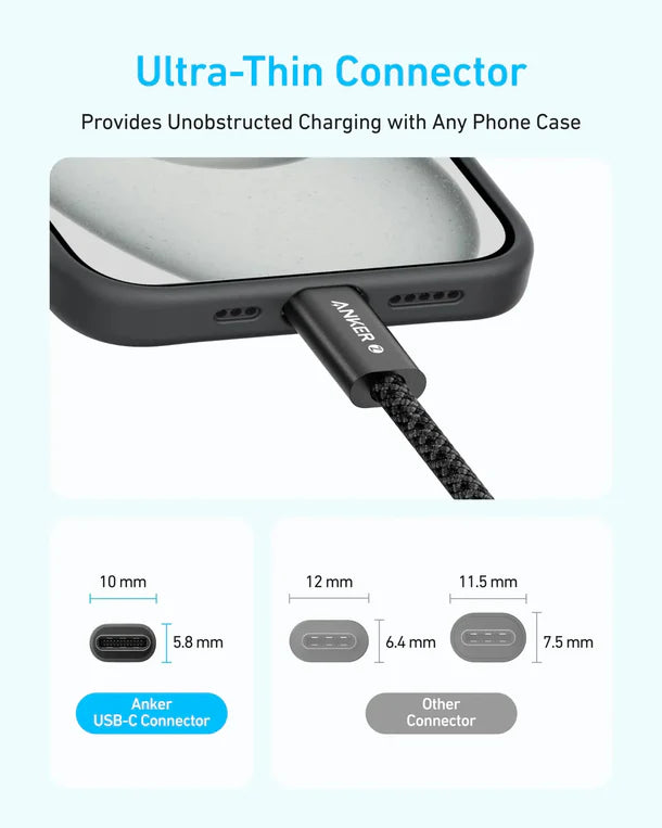 Zolo كيبل USB-C إلى USB-C من أنكر بقدرة 240 واط (1.8 متر) | أسود