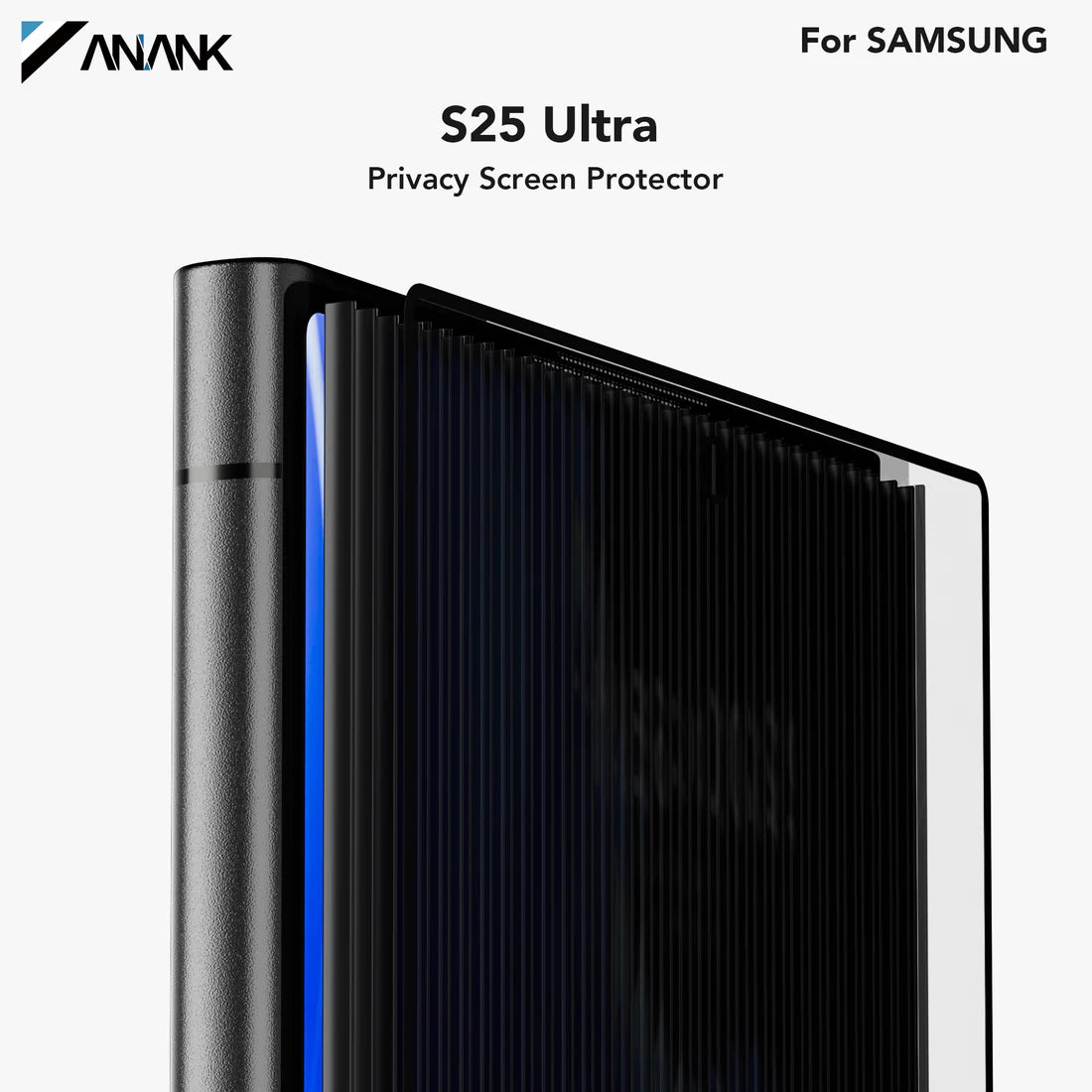 كڤر حماية شاشة زجاجي مقوى بالكامل ثلاثي التعزيز لهاتف Samsung Galaxy S25 Ultra مضاد للتجسس من Anank