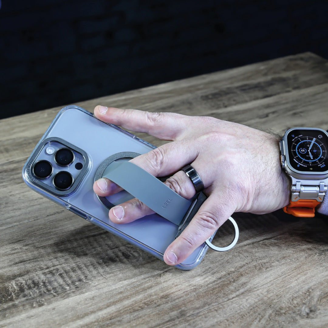 كڤر حماية LZEL Primemag Grip المقاوم للسقوط لهاتف iPhone 16 Pro | شفاف / رمادي