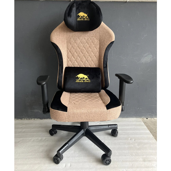 Black Bull Gaming Chair With Molded Headrest Up & Down - Fabric | Black/Brown