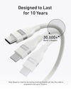 Anker USB-C to USB-C Cable 6ft 240W | White Anker USB-C to USB-C Cable 6ft 240W | White