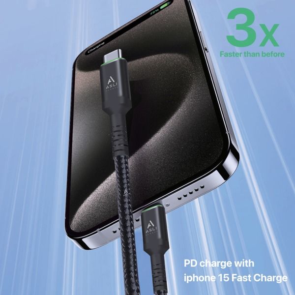 كيبل Power Wire Max من أسلي جلوبال بقوة 66 واط USB-C إلى USB-C أثنين متر | أسود