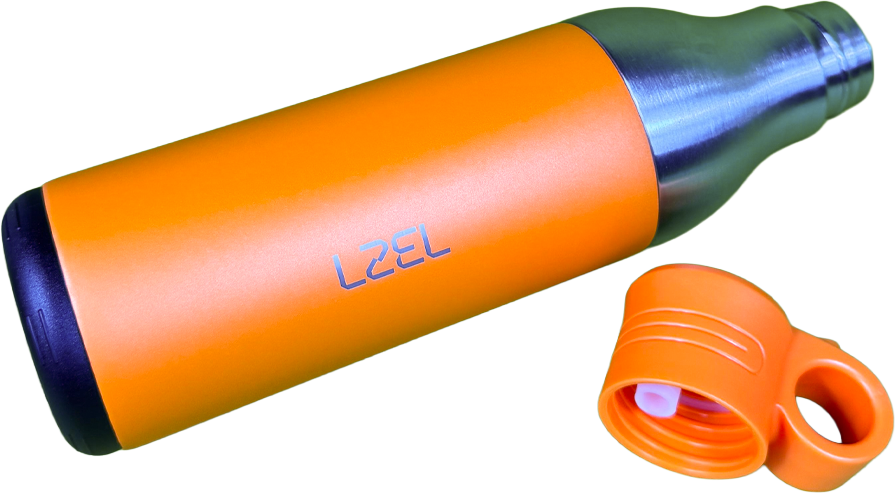 LZEL Natura Elva Vacuum Bottle Dual 400 mL + 400 mL | Orange Aluminum