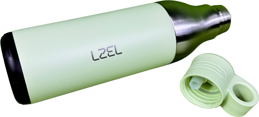 LZEL Natura Elva Vacuum Bottle Dual 400 mL + 400 mL | Green Aluminum
