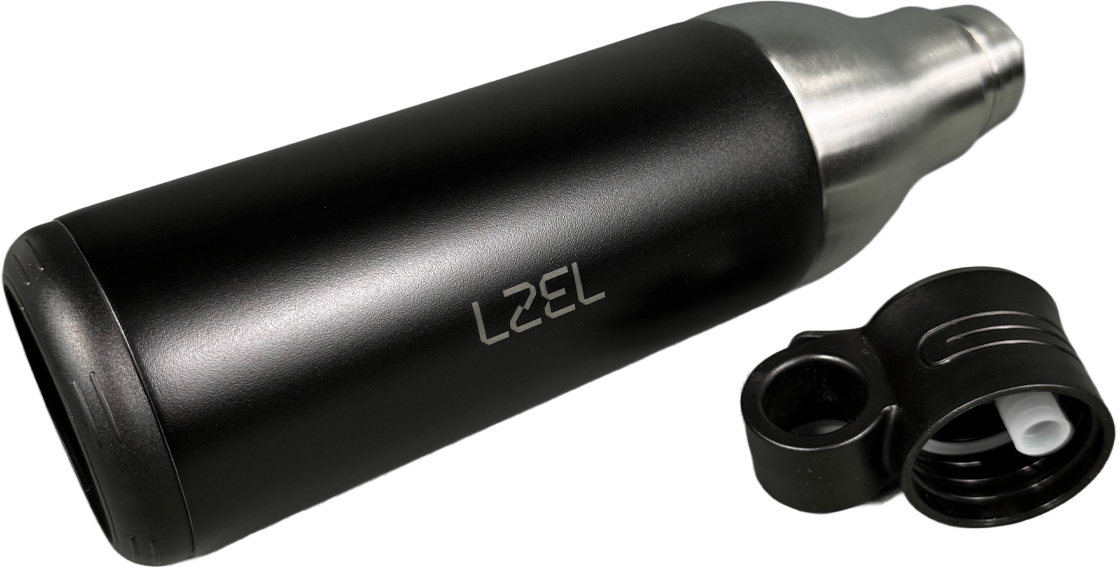 LZEL Natura Elva Vacuum Bottle Dual 400 mL + 400 mL | Black Aluminum