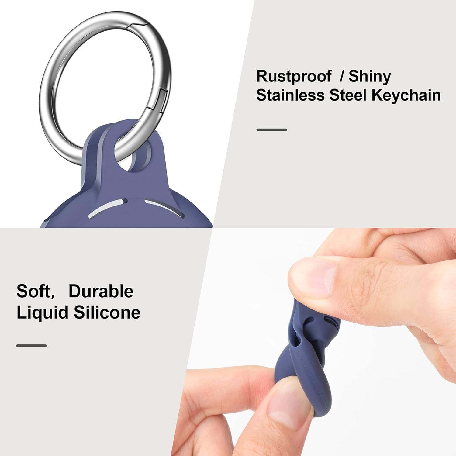 Airtag Holder with Keyring, Wrist Strap, Carabiner Keychain Ring | Blue