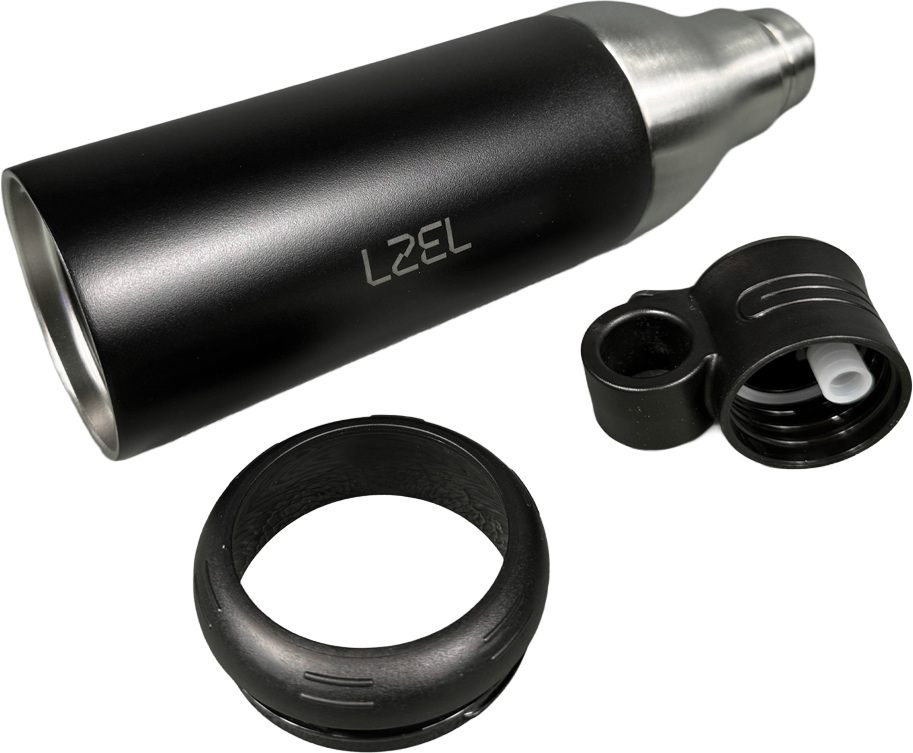 LZEL Natura Elva Vacuum Bottle Dual 400 mL + 400 mL | Black Aluminum
