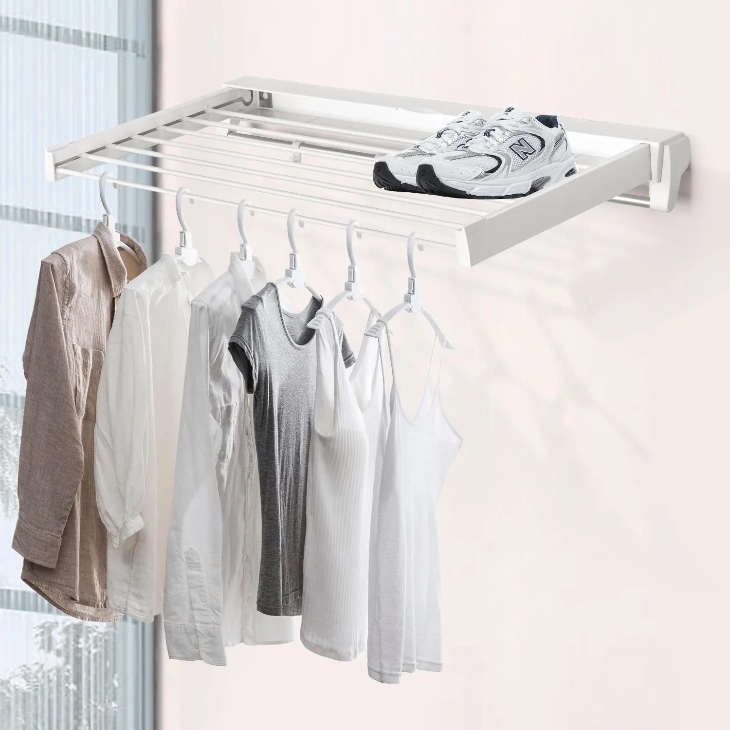 Foldable Clothes Drying Rack with 4 Hooks