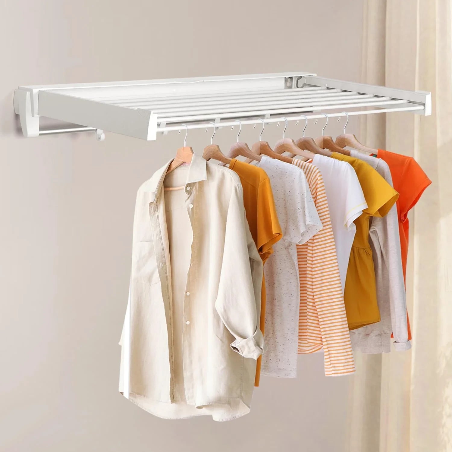Foldable Clothes Drying Rack with 4 Hooks