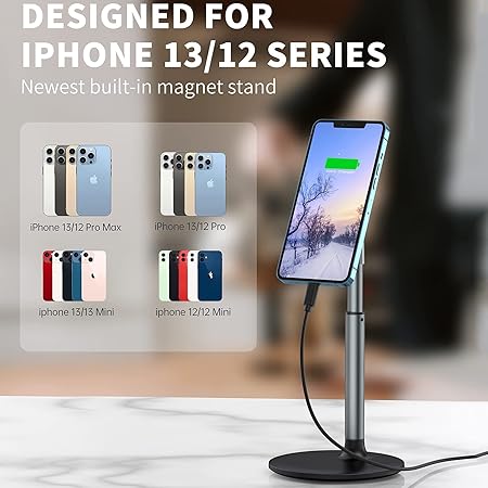 LZEL MagFusion Shield Magnetic Desktop Phone Stand | Black