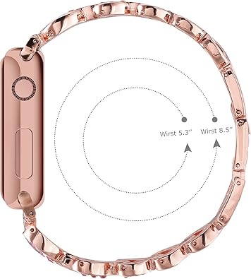 Heart-Shaped Band Compatible for Apple Watch Band 38-40-41mm for Women Metal Strap | Rose Gold