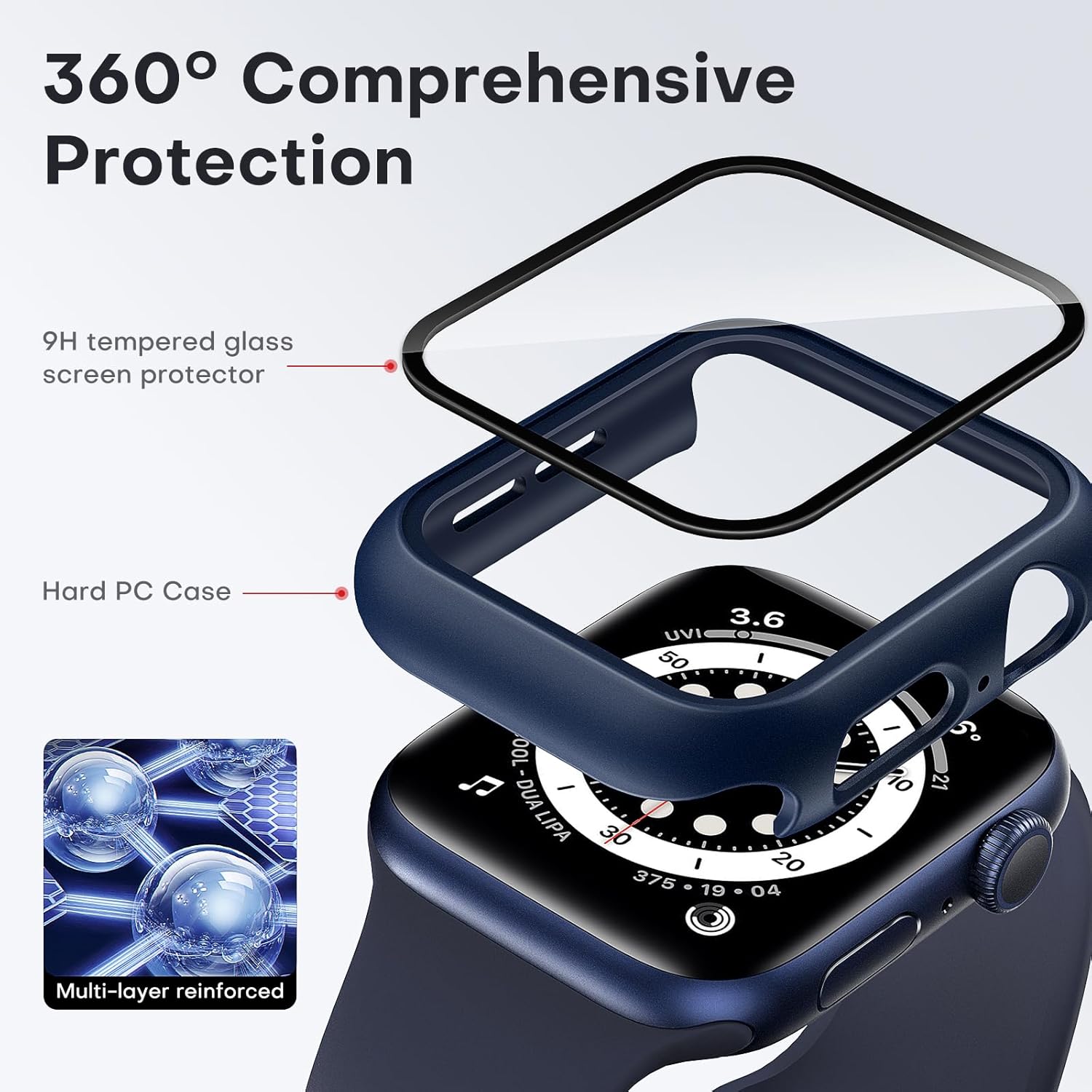 Anank Watch 41MM Glass with Case | Midnight Blue