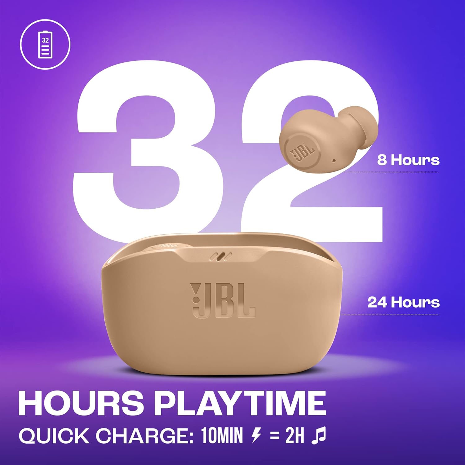 JBL Wave Buds Headphones | Beige