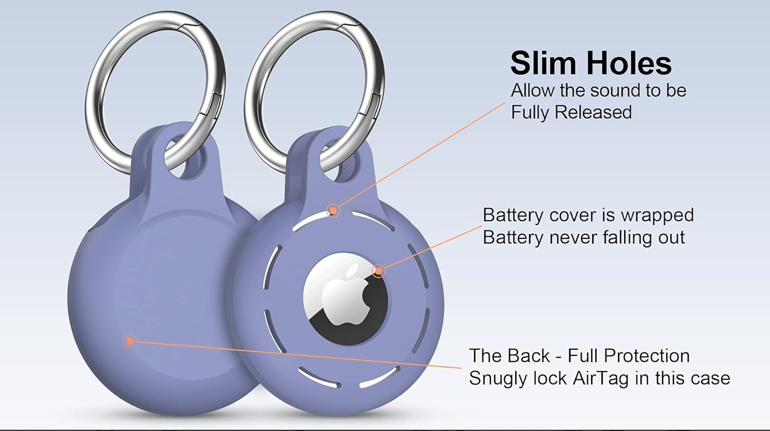 Airtag Holder with Keyring, Wrist Strap, Carabiner Keychain Ring | Blue