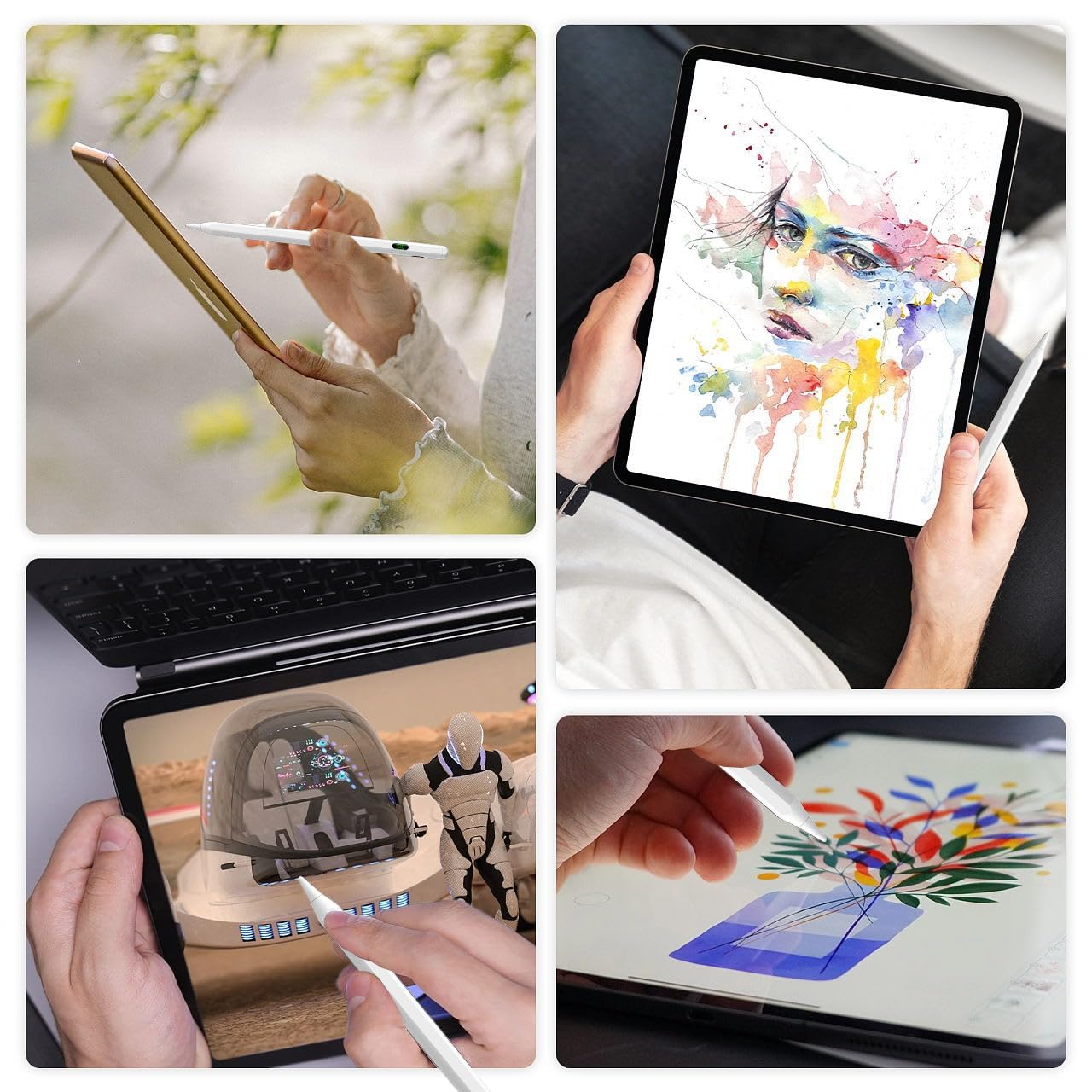 قلم ستايلس من ليزل مع خاصية دعم راحة اليد ويدعم تقنية S-Pen| أبيض