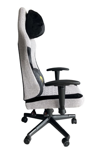 Gaming Chair With Molded Headrest Up & Down - Fabric Black /Gray by Black Bull