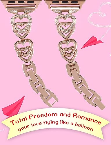 Heart-Shaped Band Compatible for Apple Watch Band 38-40-41mm for Women Metal Strap | Rose Gold