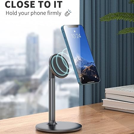 LZEL MagFusion Shield Magnetic Desktop Phone Stand | Black