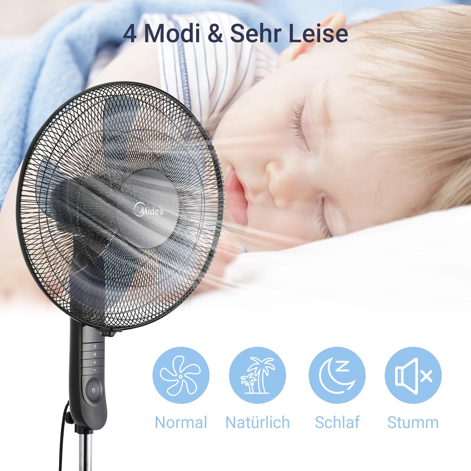 Midea FS40-15FR Stand Fan with Remote (16 in. Black)