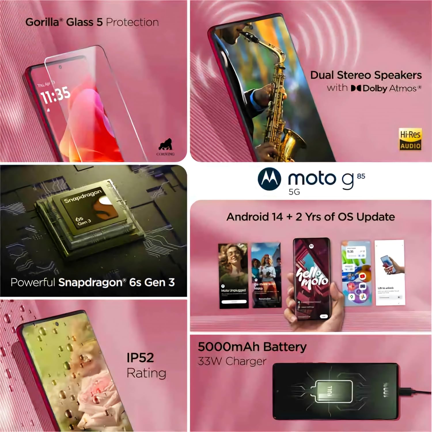 Motorola Moto G85 5G - 256GB - 12GB RAM - 6.67 inch | Viva Magenta