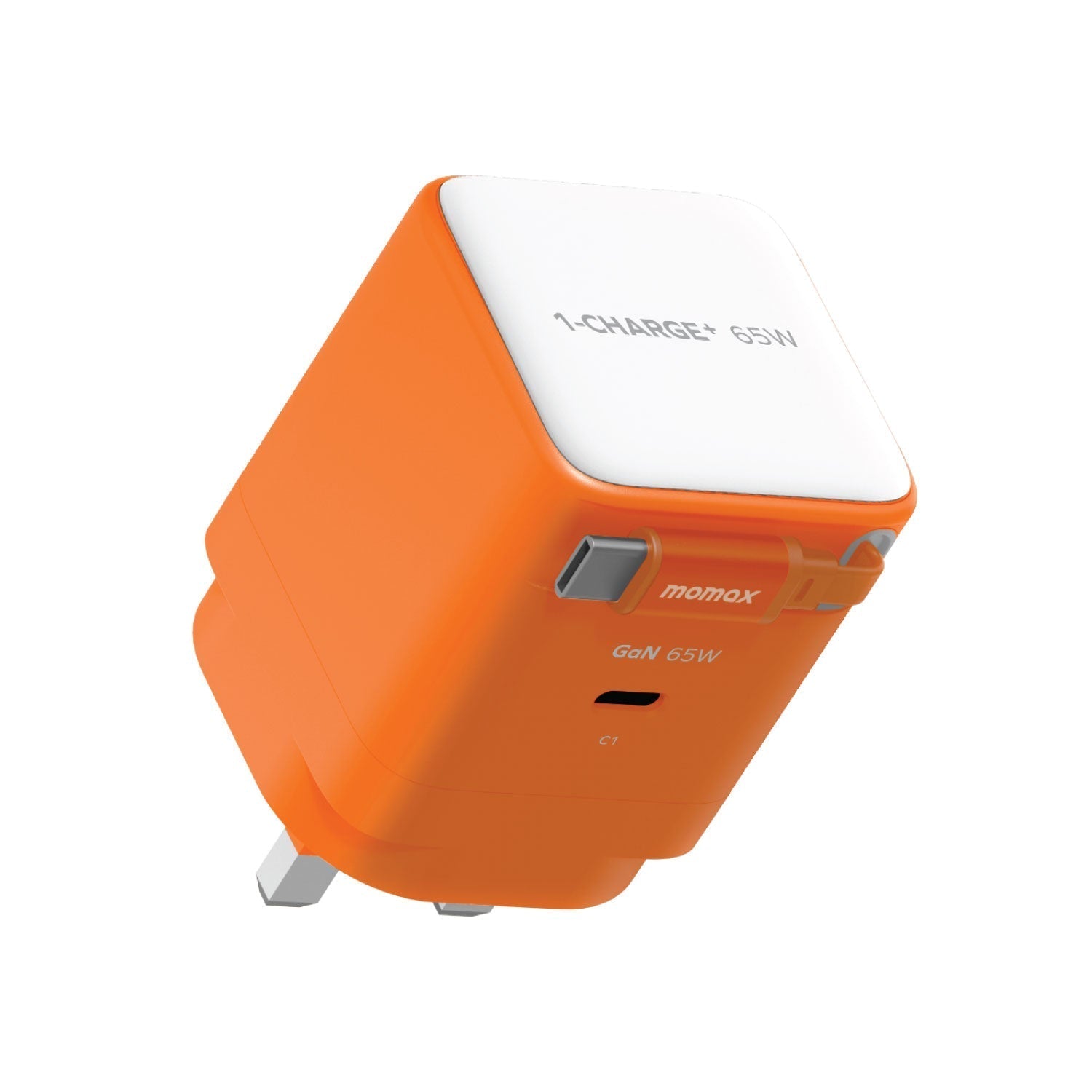 Momax 1-Charge+ 1-Port GaN Charger With Built-In USB-C Cable 65W