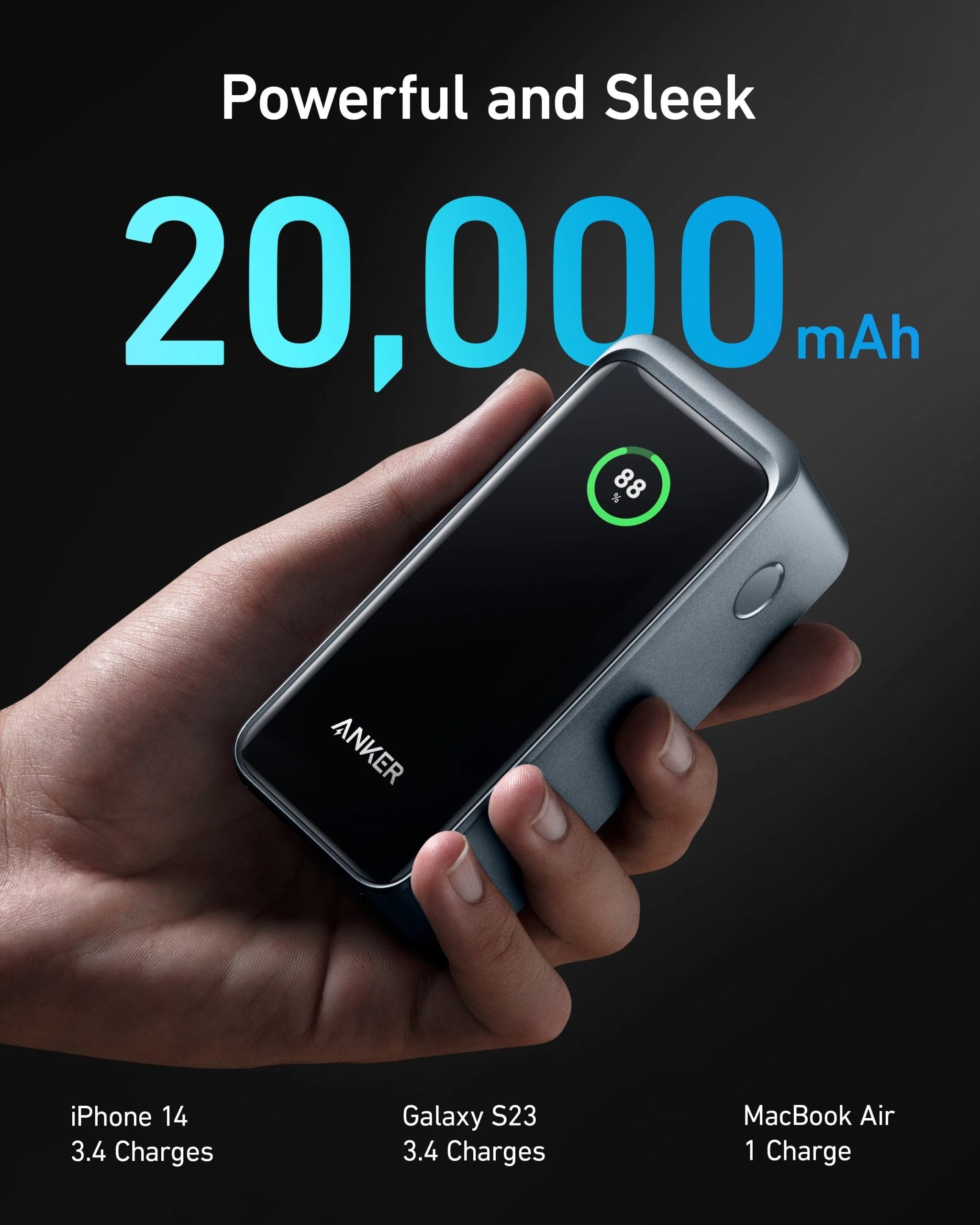 شاحن متنقل Prime Multi Device بسعة 20000 مللي أمبير (200 واط) | أسود