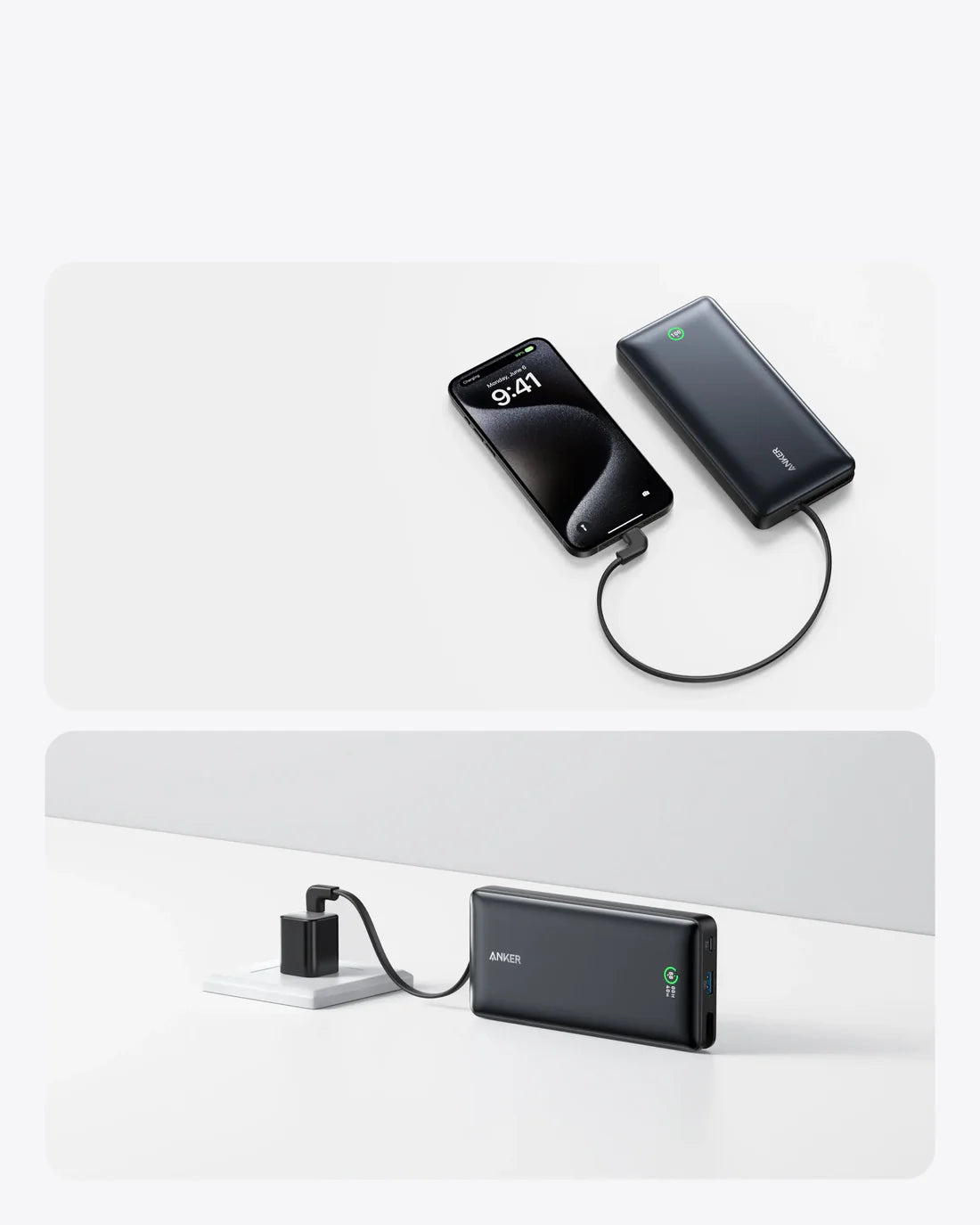 بطارية متنقلة من Anker بقوة 30 واط مع كيبل USB-C مدمج | أسود