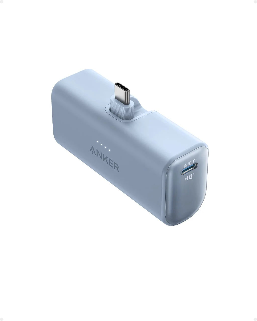 بطارية شحن من Anker متنقلة 5,000 مللي أمبير مدمجة مع موصل USB-C قابل للطي، شحن سريع PD | أزرق
