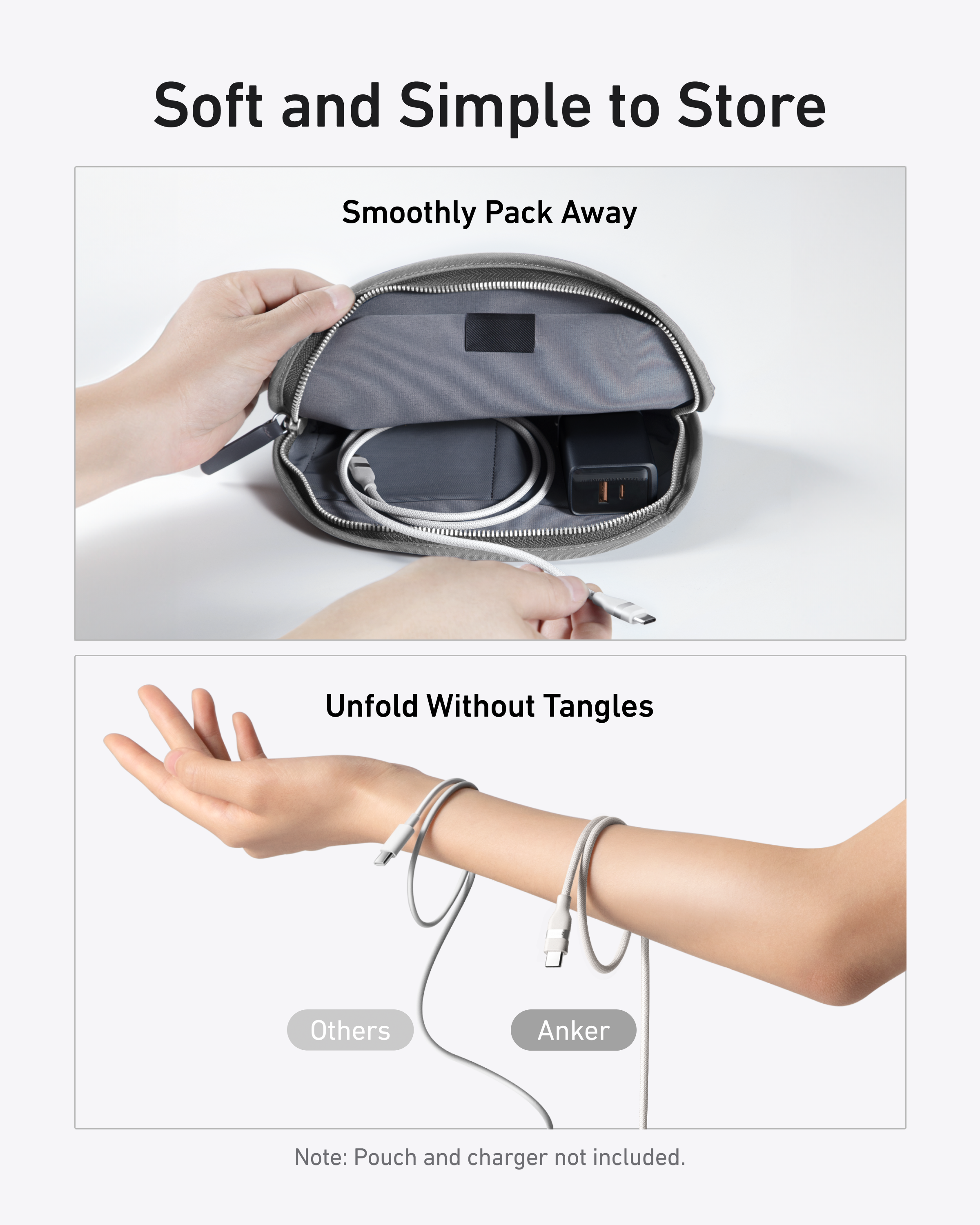 Anker USB-C to USB-C Cable 240W – Upcycled Braided, 0.9m (3ft), Fast Charging | White