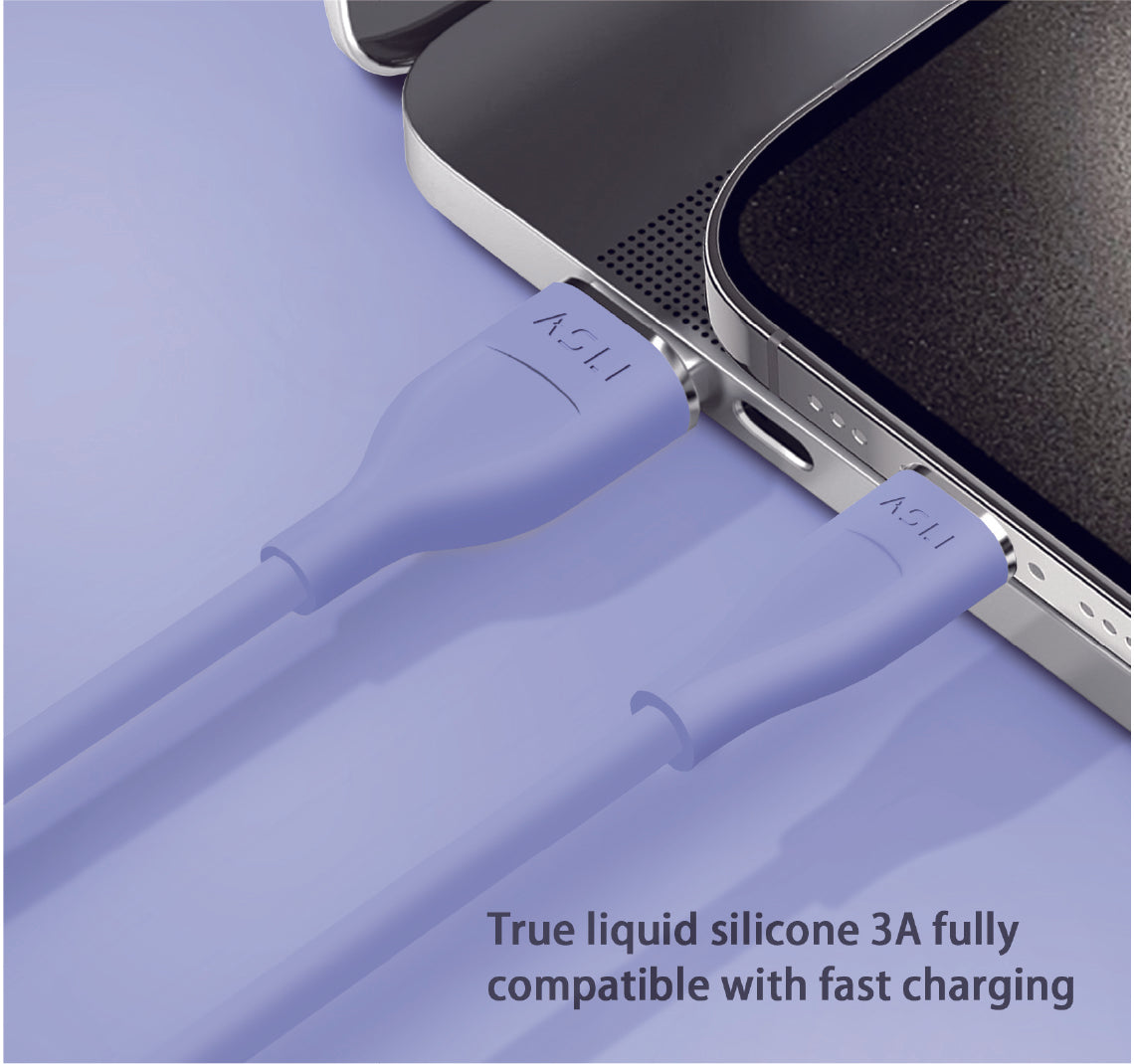 كيبل Power Wire Lux من أسلي جلوبال سيليكون USB-A إلى Type-C أثنين متر | بنفسجي