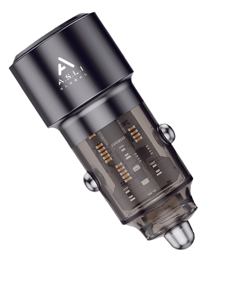 Asli Global Power Ride Pro 90w Car Charger Dual USB-C | Gray
