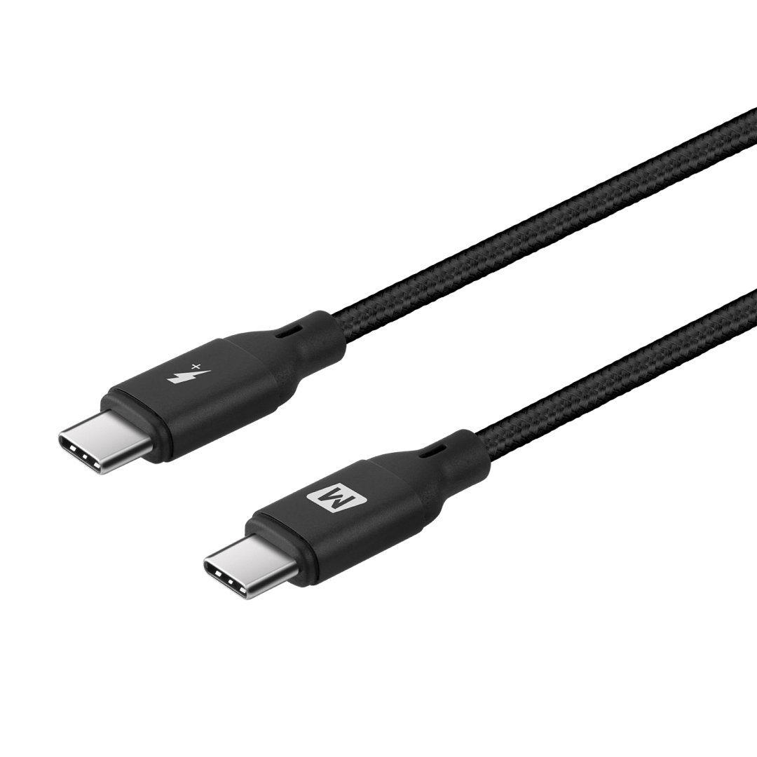 Go Link كيبل من موماكس USB-C إلى USB-C بقوة 100 واط توصيل طاقة 3.0 بتقنية الشحن السريع نايلون مضفر 1.2 متر | أسود