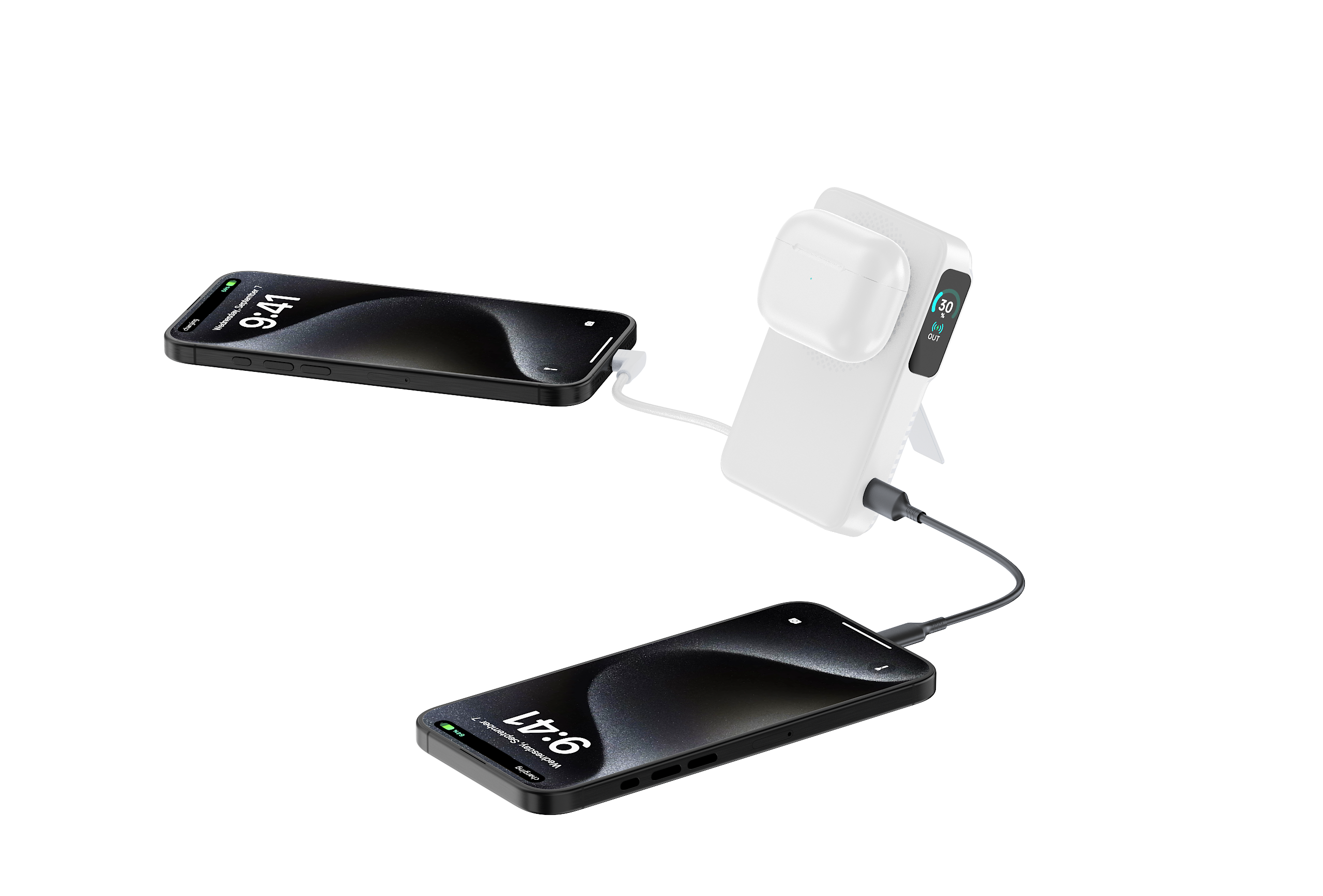 Asli Global Magcrest Flow 5-in-1 Magnetic 10000mAh PD Wireless Power Bank | White