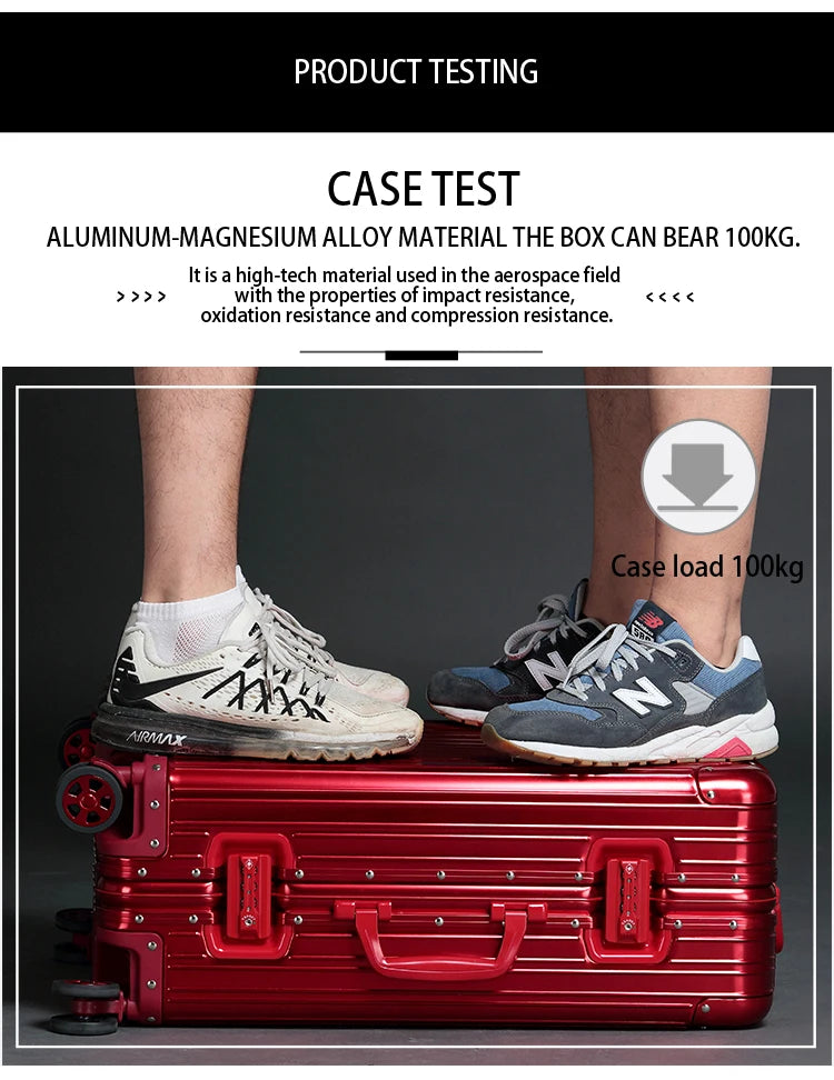 90 Percent Trolly Aluminum Suitcase 4 Wheels 24 Inch | Silver