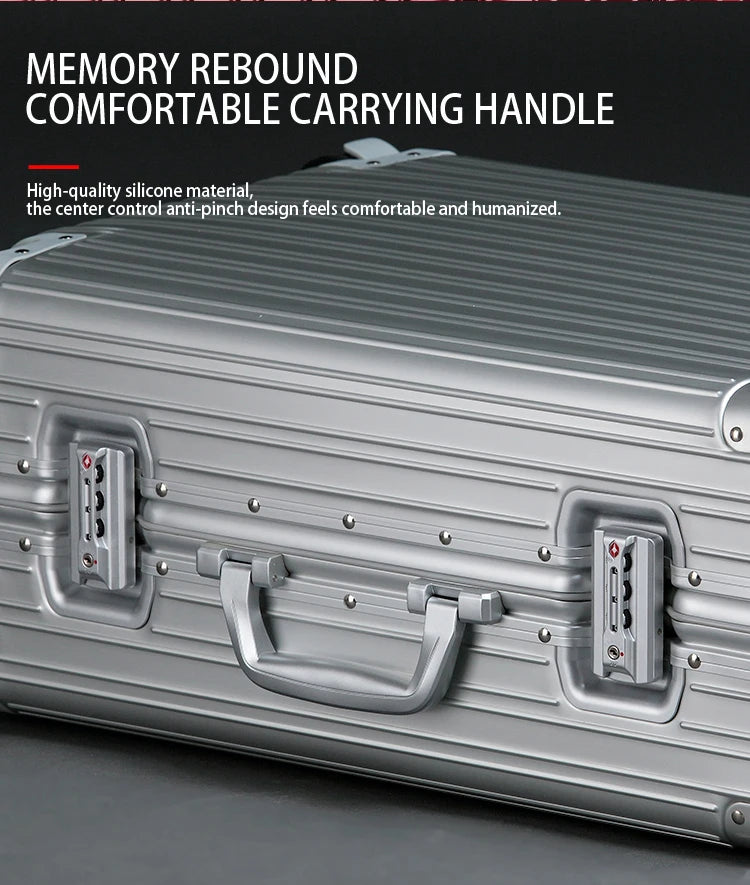 90 Percent Trolly Aluminum Suitcase 4 Wheels 24 Inch | Silver