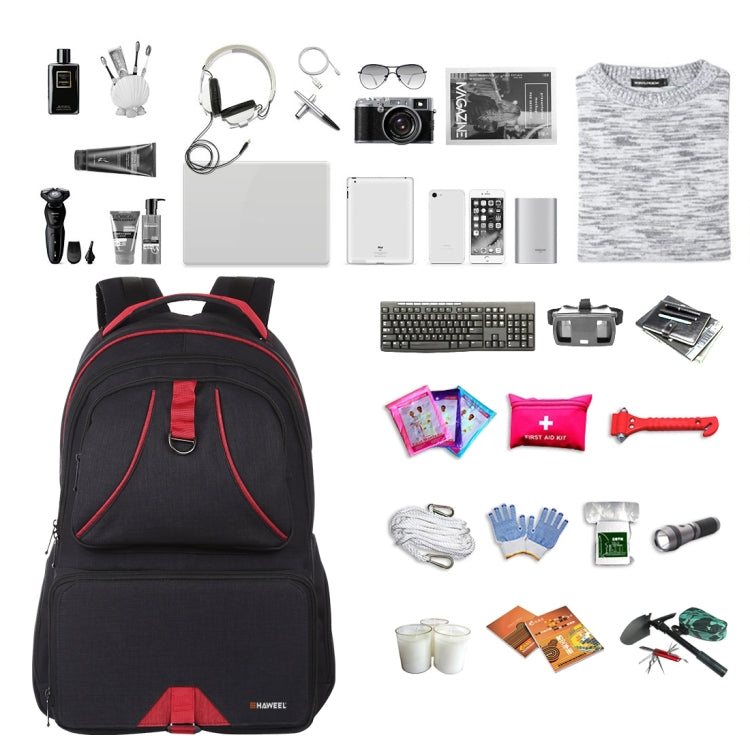 HAWEEL 14W Foldable Solar Power Outdoor Portable Canvas Dual Shoulders Laptop Backpack, USB Output: 5V 2.1A Max