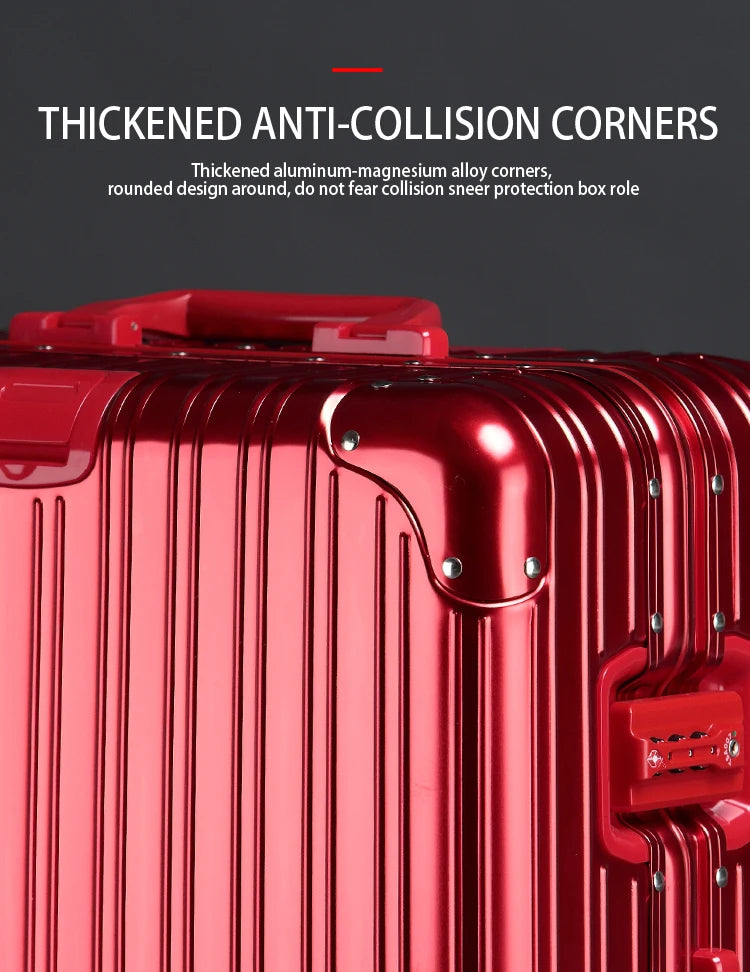 90 Percent Trolly Aluminum Suitcase 4 Wheels 24 Inch | Silver