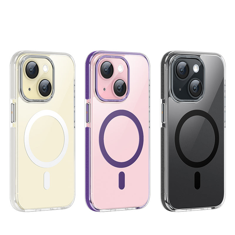 Hoco iPhone 15 Pro Transparent Dual Color Anti Drop Case |Clear/Gray
