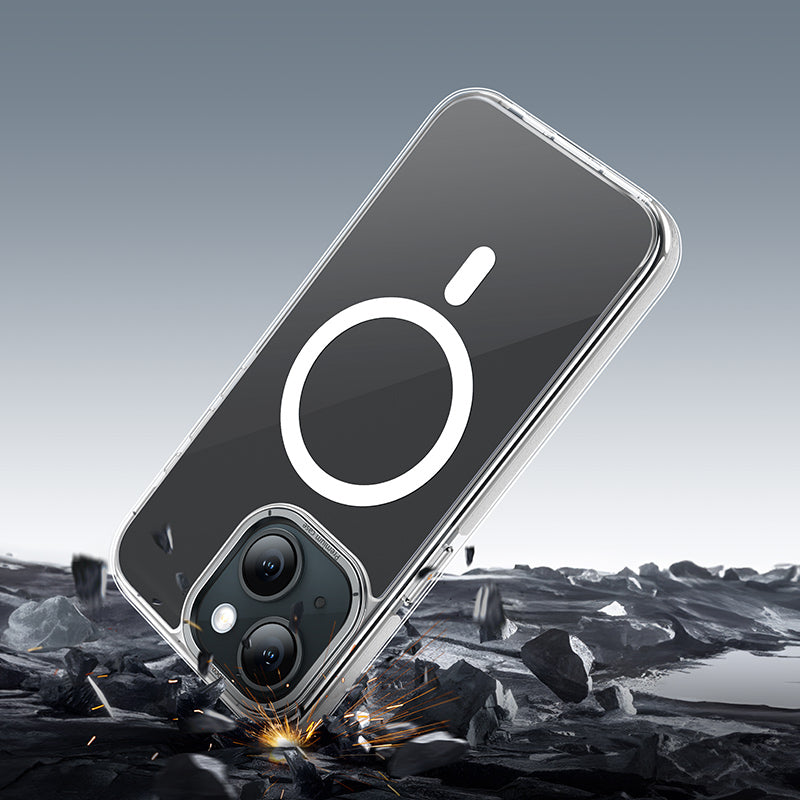 Hoco iPhone 15 Pro Transparent Dual Color Anti Drop Case |Clear/Gray