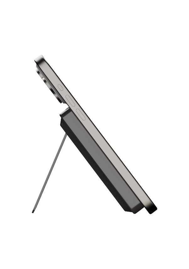 Momax Power X Pro Magnetic Wireless Power Bank – 5000 mAh, Includes Kickstand & Built-in USB-C Cable | Black
